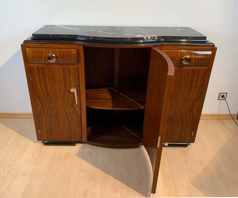 Art Deco Sideboard, Walnut Veneer, Nickel Fittings, France, circa 1930-NNB-1073192