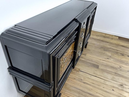 Art Deco Sideboard with 2 Carved Paintings, 1930s-VMP-1081445