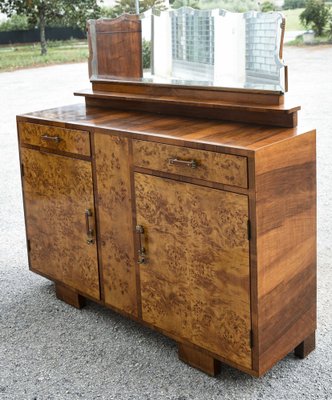 Art Deco Sideboard with Hanging Mirror in Poplar Root, Italy-RAQ-1030464