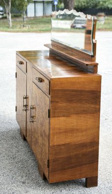 Art Deco Sideboard with Hanging Mirror in Poplar Root, Italy-RAQ-1030464