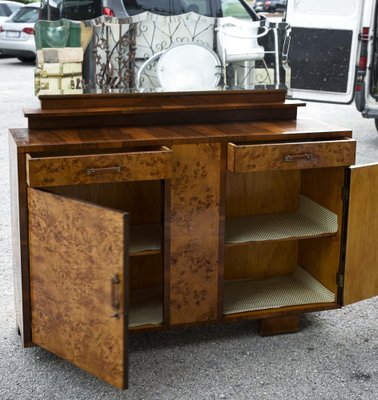 Art Deco Sideboard with Hanging Mirror in Poplar Root, Italy-RAQ-1030464