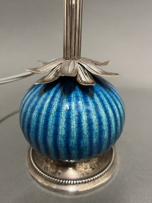 Art Deco Silver and Ceramic Table Lamp-EK-1795506