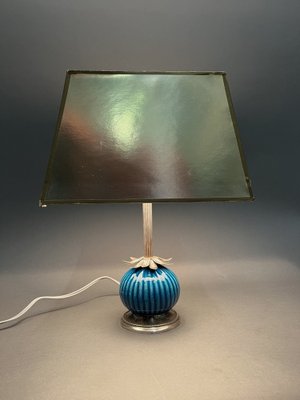 Art Deco Silver and Ceramic Table Lamp-EK-1795506