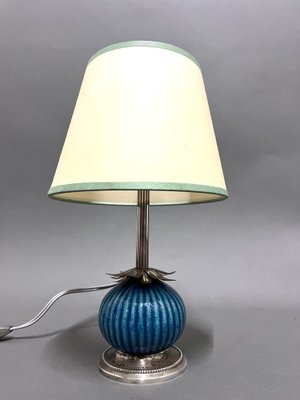 Art Deco Silver and Ceramic Table Lamp-EK-1795506