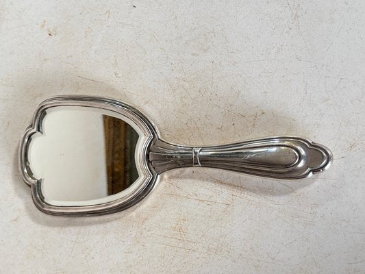 Art Deco Silver Beveled Hand Mirror, France, 1940s-UR-1802502