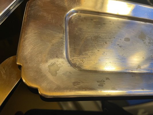 Art Deco Silver-Plated Butter Dish and Knife in the style of Puiforcat, Paris, France, 1920s, Set of 2-XHV-1806836