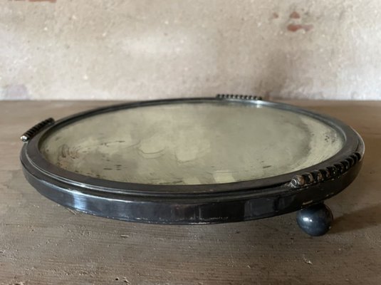 Art Deco Silver Plated Metal & Mirror Tray, 1920s-SDV-857401