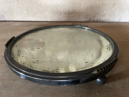 Art Deco Silver Plated Metal & Mirror Tray, 1920s-SDV-857401