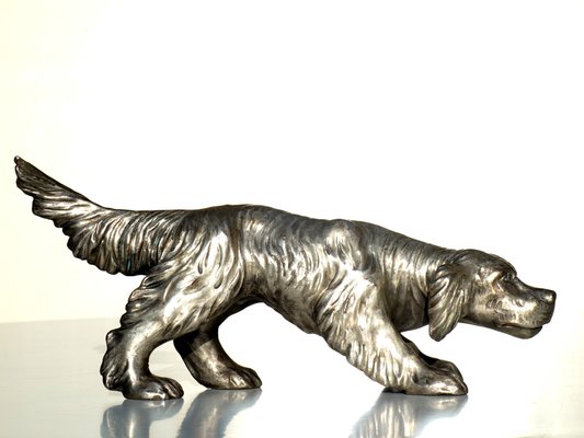 Art Deco Silver Terracotta Setter Dog, 1930s-GKB-1802220