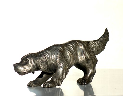 Art Deco Silver Terracotta Setter Dog, 1930s-GKB-1802220