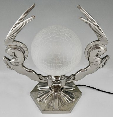 Art Deco Silvered Bronze Pegasus Lamps by Paris Star, 1925, Set of 2-KTN-1730005