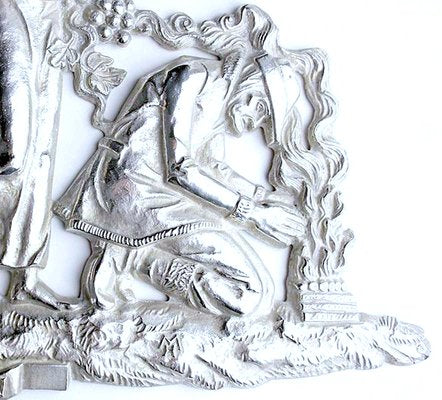 Art Deco Silvered Bronze Wall Sculpture-GUT-2023461