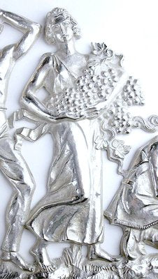 Art Deco Silvered Bronze Wall Sculpture-GUT-2023461