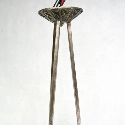 Art Deco Skyscraper Nickel-Plated Hanging Lamp, 1920s-JUZ-1721238