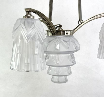 Art Deco Skyscraper Nickel-Plated Hanging Lamp, 1920s-JUZ-1721238