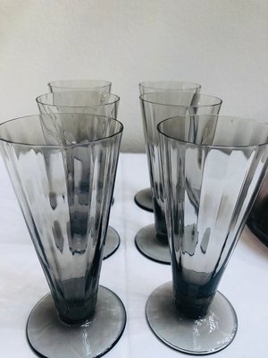 Art Deco Smoked Glass Juice Set, 1920s, Set of 7-RZY-608624