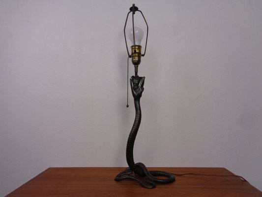 Art Deco Snake Bonze Table Lamp, France, 1920s-RDW-1766111