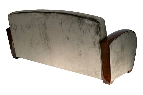 Art Deco Sofa in Walnut and Grey Upholstery, 1930s-CXC-1756445