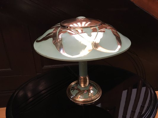 Art Deco Soft Green Brass Table Lamp-LXP-633710