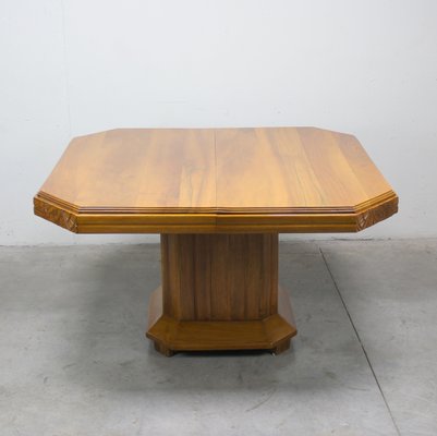 Art Deco Solid Walnut Extendable Dining Table, 1920s-NE-780851