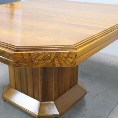 Art Deco Solid Walnut Extendable Dining Table, 1920s-NE-780851