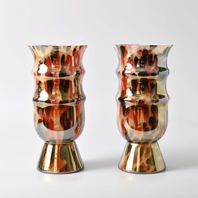 Art Deco Spatter Glass Vases, 1930s, Set of 2-IXK-2020135