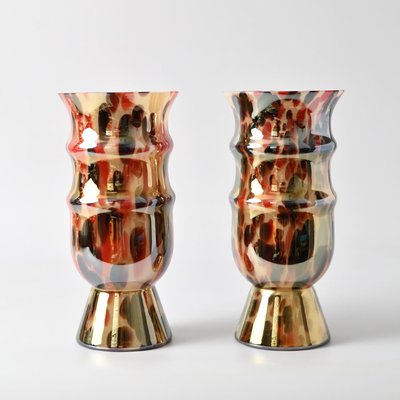 Art Deco Spatter Glass Vases, 1930s, Set of 2-IXK-2020135