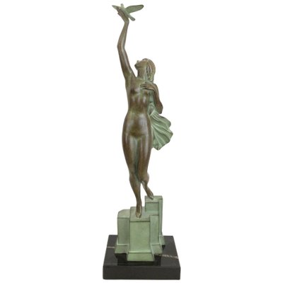 Art Deco Spelter Message Sculpture by Pierre Le Faguays and Max Le Verrier-QGS-1022008