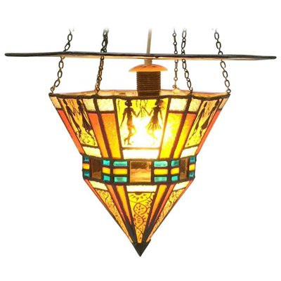 Art Deco Stained Glass Ceiling Lamp-UCH-1224652