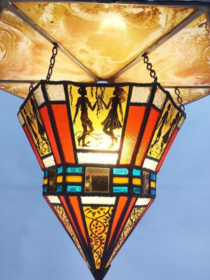 Art Deco Stained Glass Ceiling Lamp-UCH-1224652