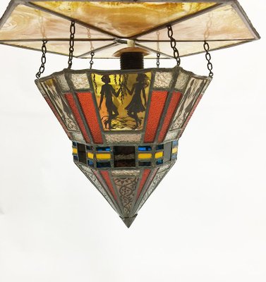 Art Deco Stained Glass Ceiling Lamp-UCH-1224652