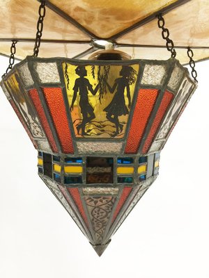 Art Deco Stained Glass Ceiling Lamp-UCH-1224652