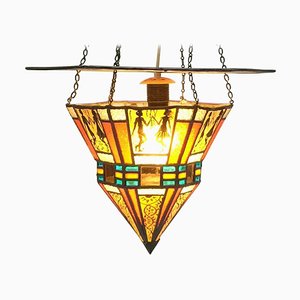 Art Deco Stained Glass Ceiling Lamp-UCH-1224652