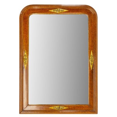 Art Deco Stucco Mirror in Wood Imitation, France, 1930s-RIU-1320881