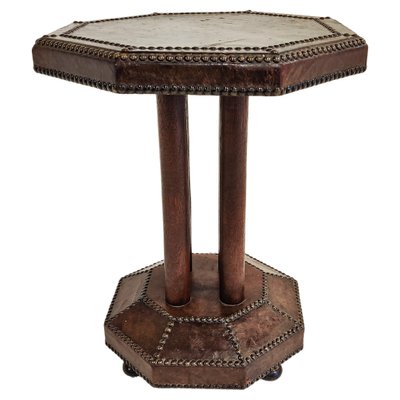 Art Deco Studded Leather Side Table, 1930s-IRH-1116236