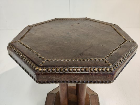 Art Deco Studded Leather Side Table, 1930s-IRH-1116236