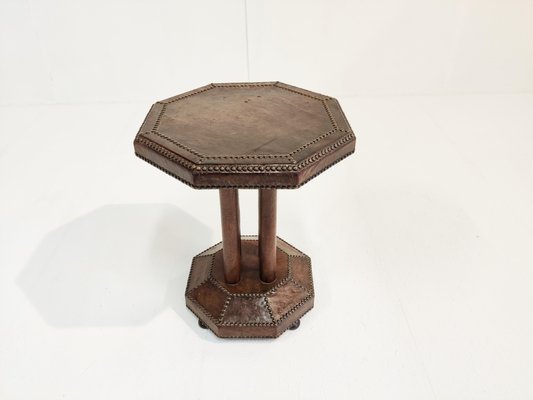 Art Deco Studded Leather Side Table, 1930s-IRH-1116236