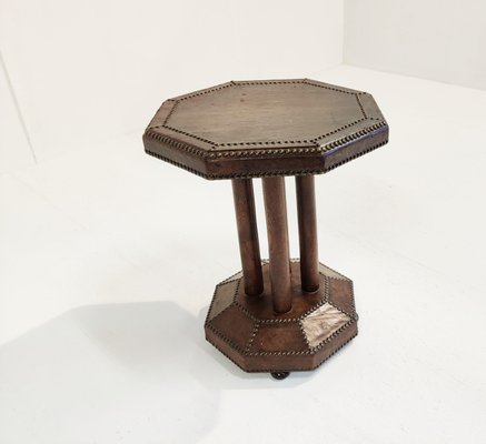 Art Deco Studded Leather Side Table, 1930s-IRH-1116236