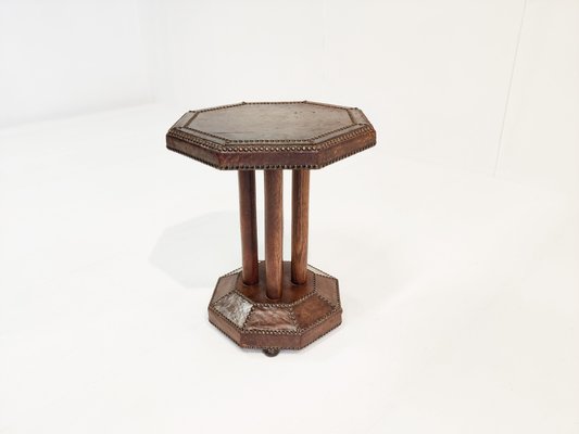 Art Deco Studded Leather Side Table, 1930s-IRH-1116236