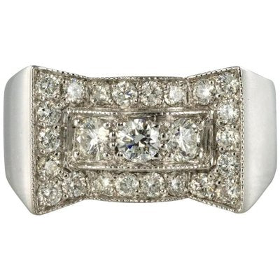 Art Deco Style 0.87 Carat 18 Karat White Gold Ring-OLU-896164