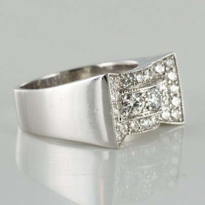 Art Deco Style 0.87 Carat 18 Karat White Gold Ring-OLU-896164