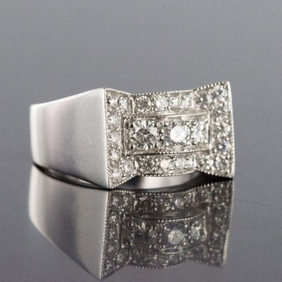 Art Deco Style 0.87 Carat 18 Karat White Gold Ring-OLU-896164