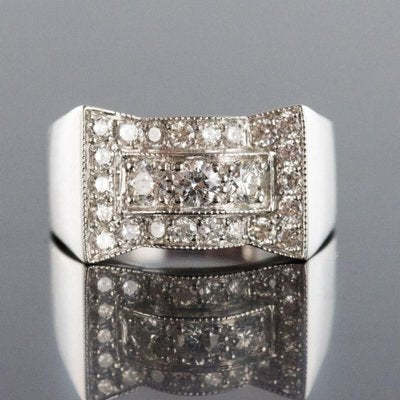 Art Deco Style 0.87 Carat 18 Karat White Gold Ring-OLU-896164