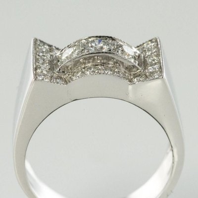 Art Deco Style 0.87 Carat 18 Karat White Gold Ring-OLU-896164