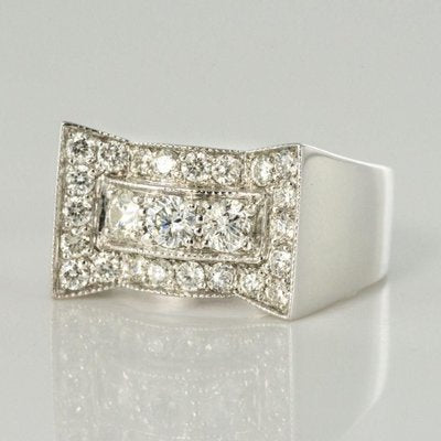 Art Deco Style 0.87 Carat 18 Karat White Gold Ring-OLU-896164