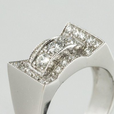 Art Deco Style 0.87 Carat 18 Karat White Gold Ring-OLU-896164