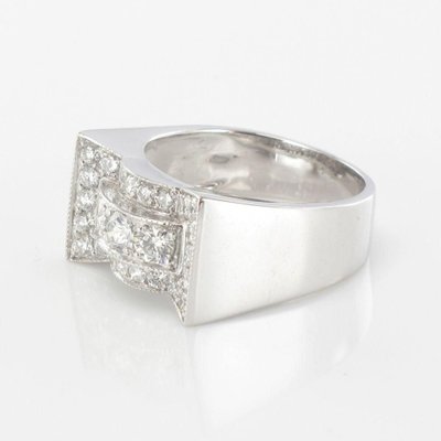 Art Deco Style 0.87 Carat 18 Karat White Gold Ring-OLU-896164