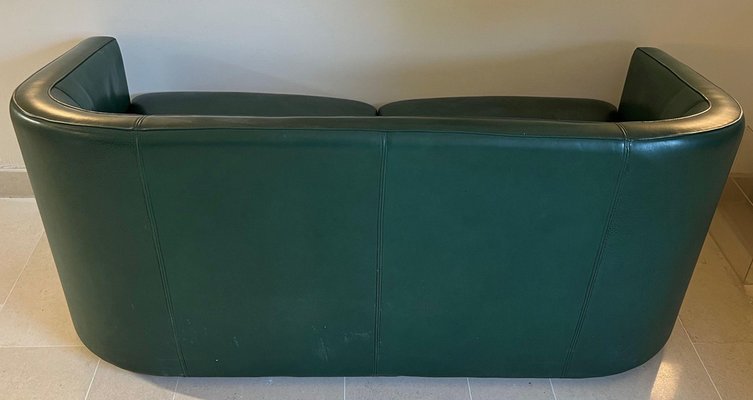 Art Deco Style 3-Seater Sofa in Green Leather, 1980s-BA-1698367