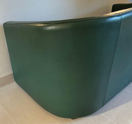 Art Deco Style 3-Seater Sofa in Green Leather, 1980s-BA-1698367