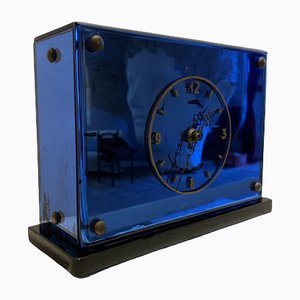 Art Decò Style Blue Crystal Mirror Clock-BAD-1122423